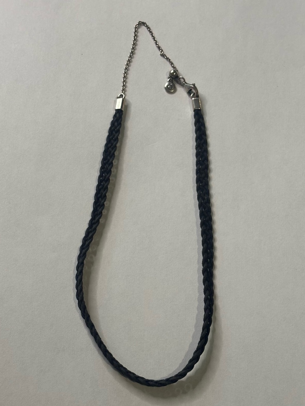 Pandora Retired Black Woven Fabric Choker Necklace Sterling Silver 590543CBK